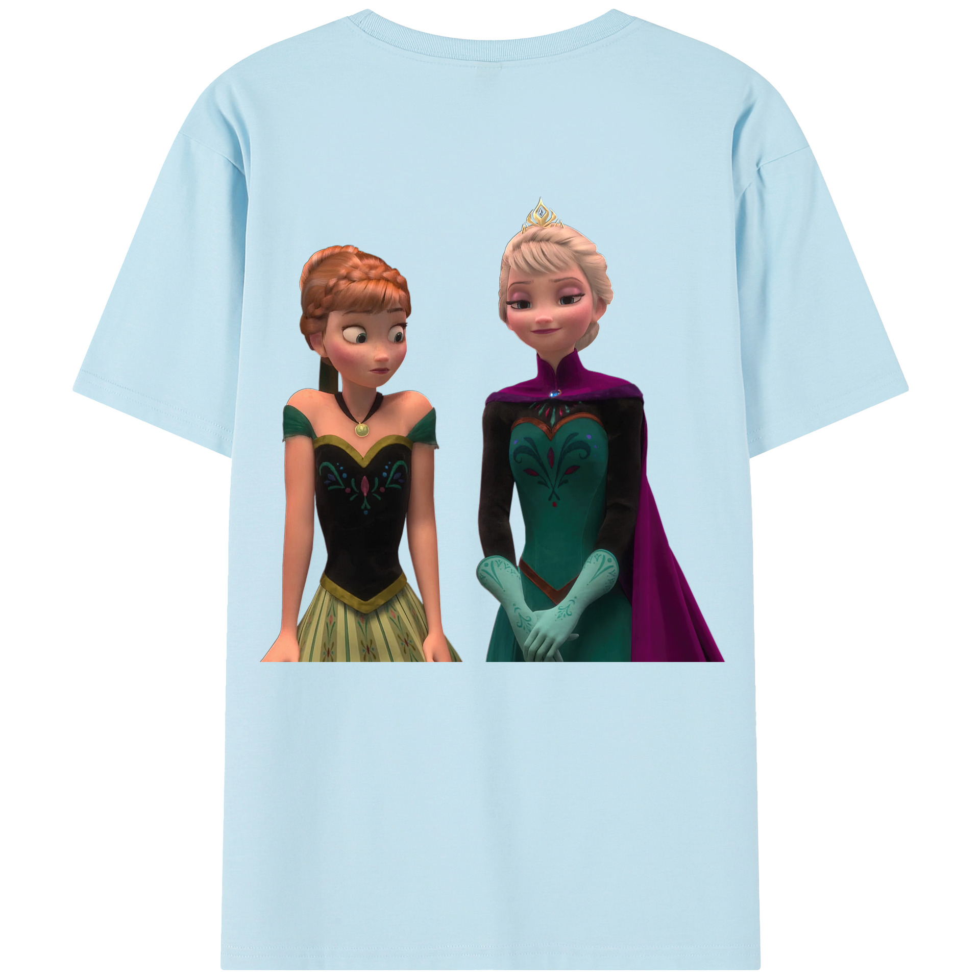 （画像用） アナと雪の女王 アンナ エルサ Frozen Anna Elsa 綿100％半袖Tシャツ（背面プリント）